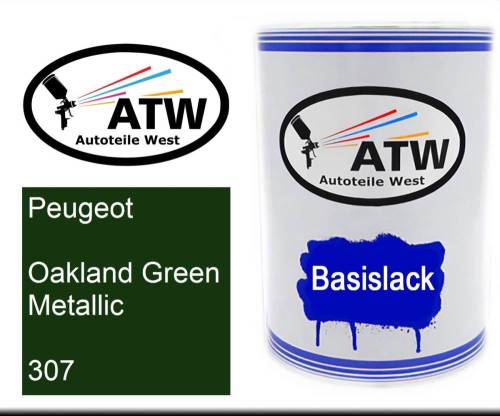 Peugeot, Oakland Green Metallic, 307: 500ml Lackdose, von ATW Autoteile West.